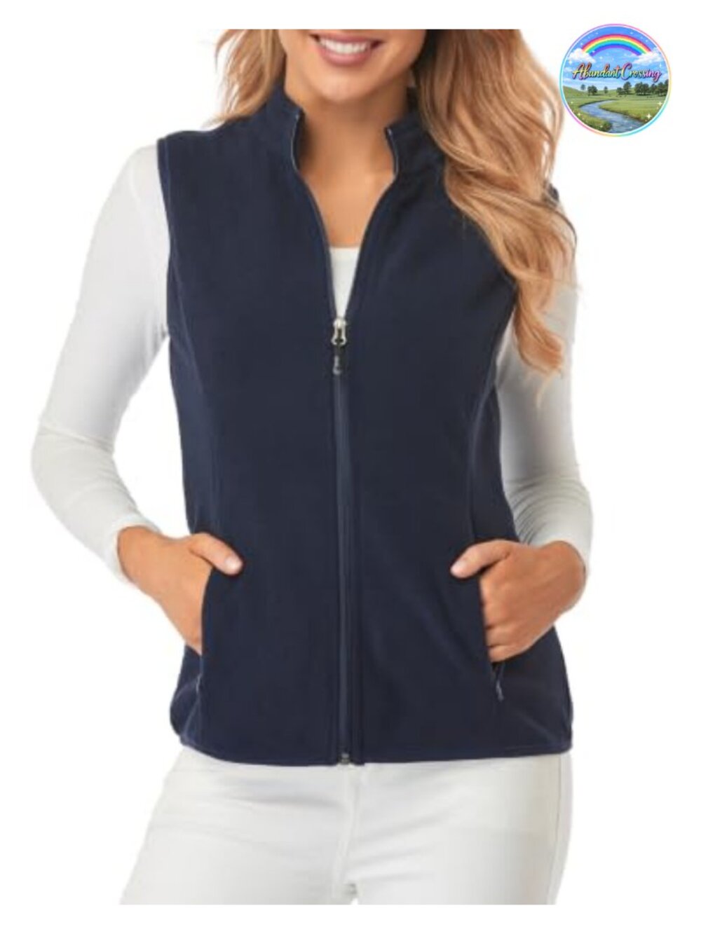 Fleece Vest with Zip Pockets Sleeveless Lightweight Zip Up Outerwear